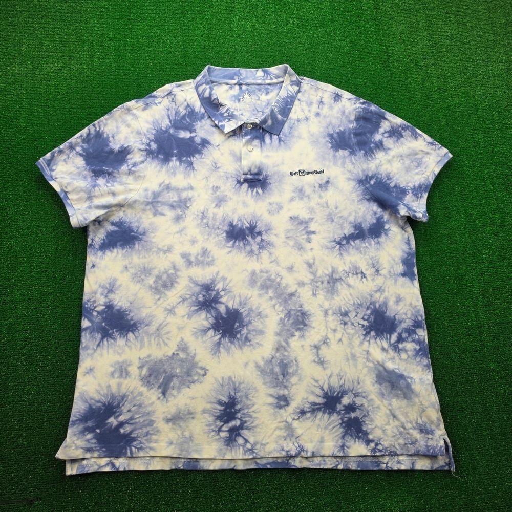 Disney Parks Walt Disney World Tie Dye Polo Shirt Mens 2XL Slim Fit Short Sleeve